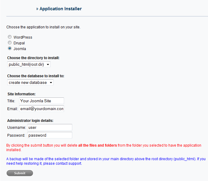 Install Joomla